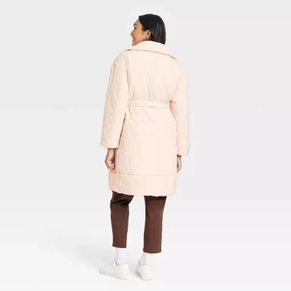 Women's Cream Blush Taffeta Lined Wide Collared Wrap Jacket A New Day Medium - Picture 2 of 4